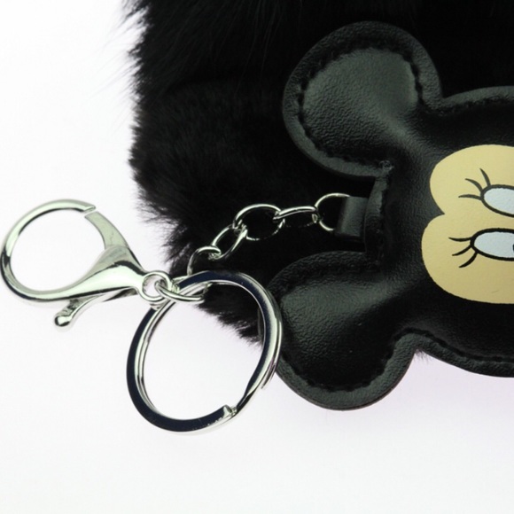 Mickey Mouse w/ Grey Pom Pom on a Silver Keychain - Picture 5 of 7
